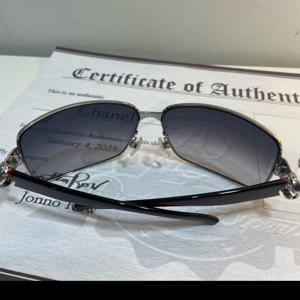 CHANEL Silver and Black Designer Sunglasses Sleek Sporty Design - Picture 5 of 6